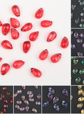 20颗6x9mm光面横孔水滴琉璃珠子diy手工串珠流苏吊坠古风发簪材料