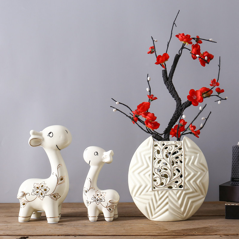 玄关新中式摆件小鹿软装饰品轻奢高端客厅电视柜酒柜餐桌陶瓷花瓶|ruв категории Домашний быт, украшения - от Buy2taobao.com для оказания профессиональной услуги покупки агента Taobao