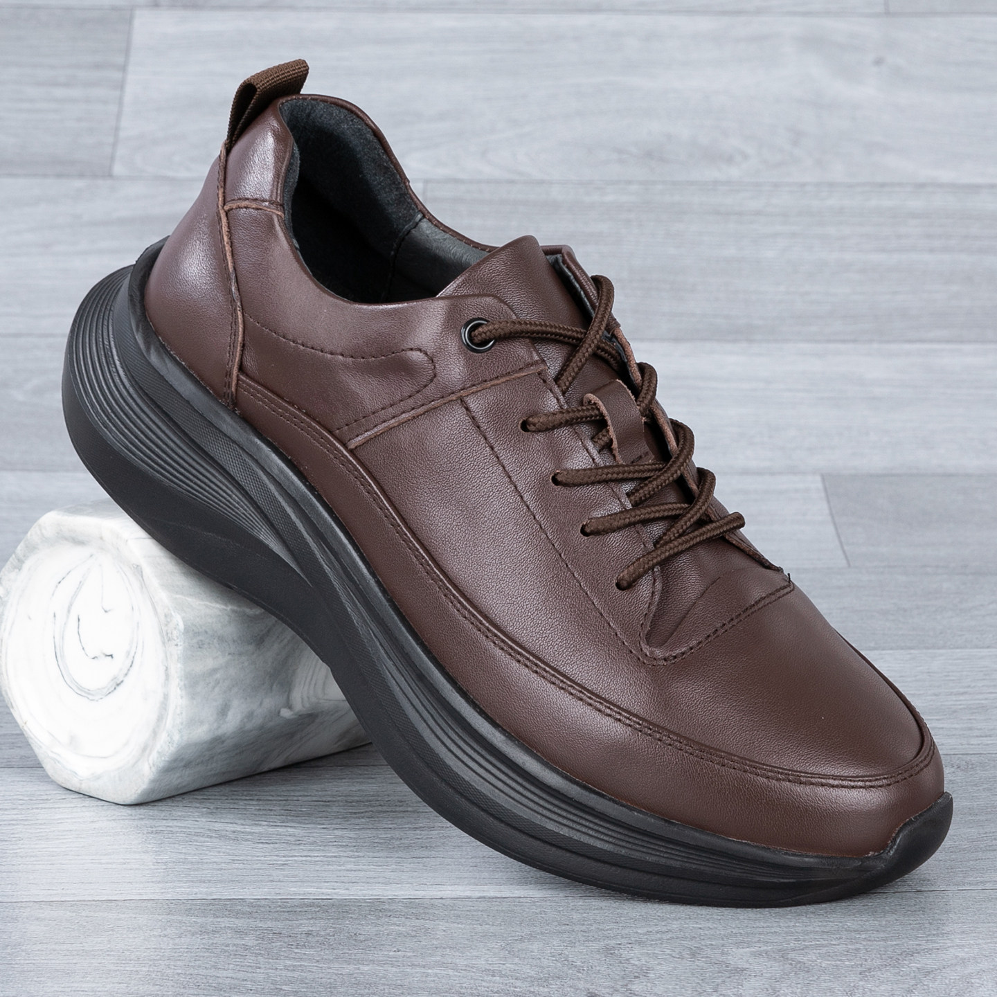 厚底头层牛皮春季新款2026年实心发泡底外贸真皮运动跑步休闲皮鞋