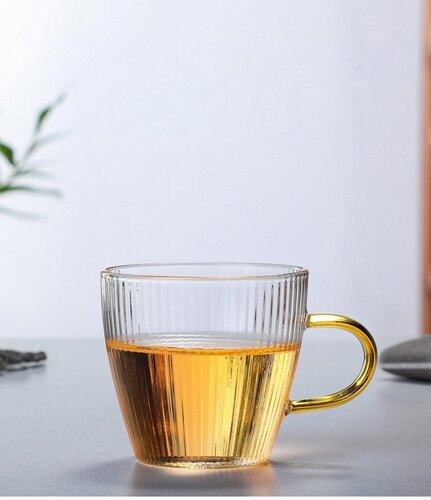 家用耐热玻璃小茶杯品茗杯日式锤纹功夫茶杯办公室茶楼会所把手杯