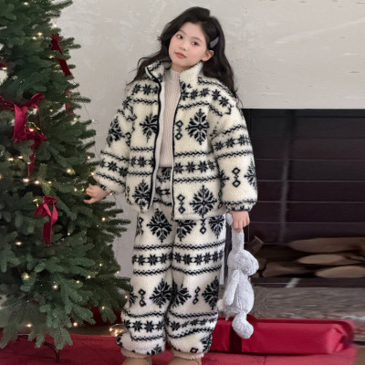 女童睡衣珊瑚绒加绒加厚冬款2025新款儿童家居服大童超厚套装
