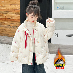 女童棉服2025新款 儿童棉衣国风加厚夹棉外套女孩棉袄大童棉衣 冬季