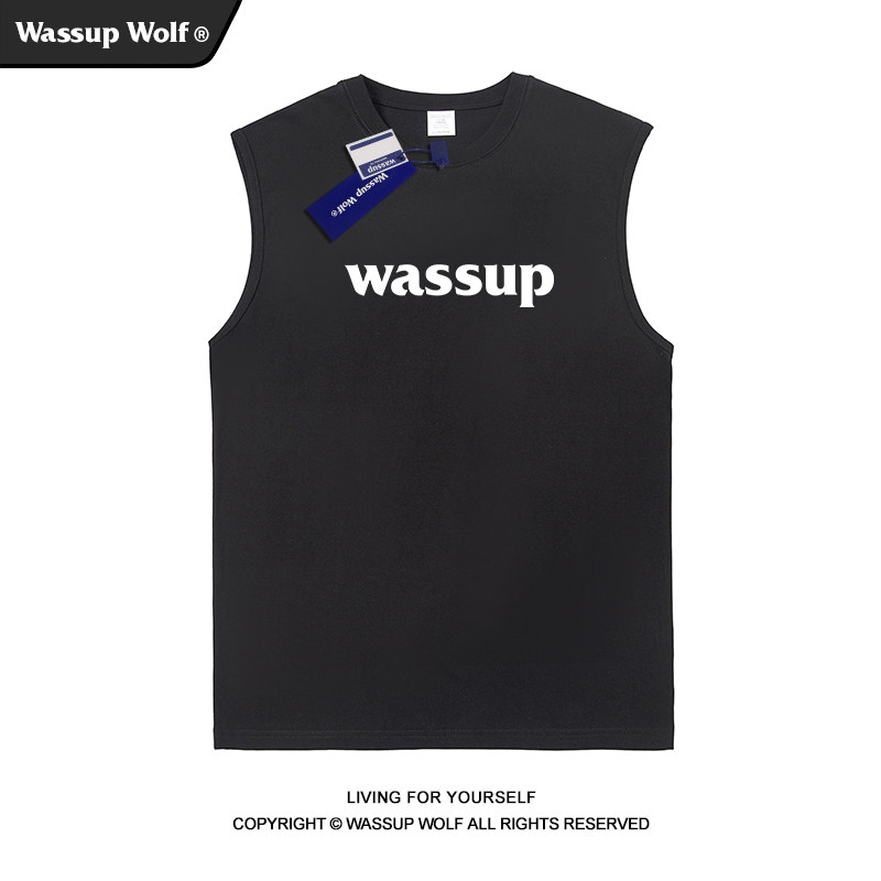 wassupwolf重磅纯棉短袖