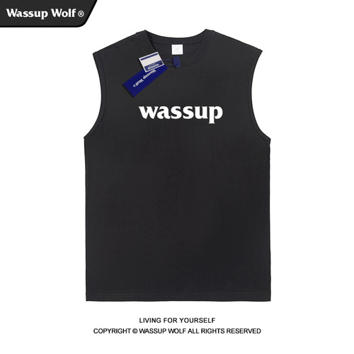 wassupwolf重磅纯棉短袖