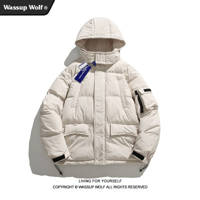 Wassup Wolf羽绒服男冬季2023新款加厚保暖情侣宽松连帽鸭绒外套