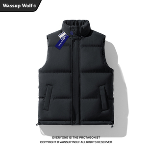 Wassup 简约百搭休闲春秋冬纯色外套衣服 Wolf羽绒棉服马甲男美式