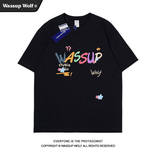 wassupwolf重磅纯棉短袖