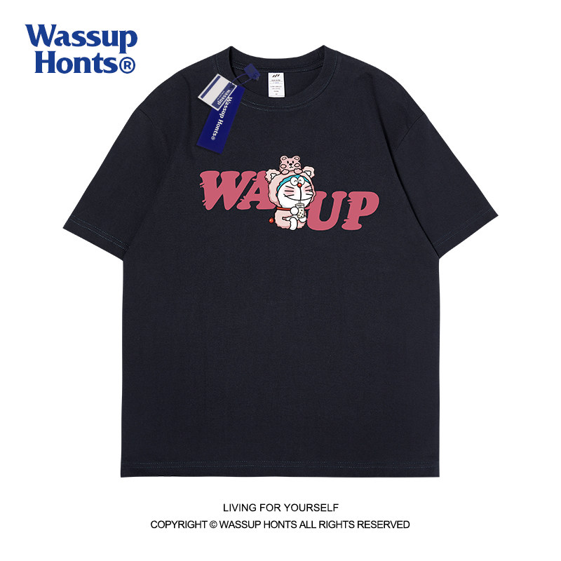 WASSUP短袖美式重磅纯棉t恤男女潮牌ins夏季宽松休闲情侣上衣半袖