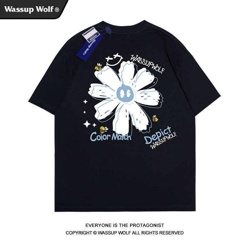 wassupwolf重磅纯棉短袖