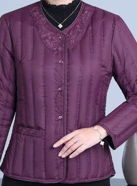 2025秋冬新款女短款轻薄圆领内搭中老年妈妈羽绒服内胆保暖外套