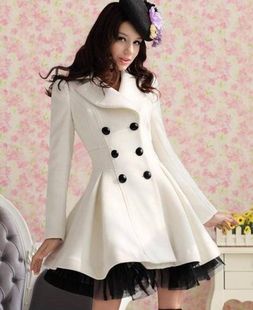 法式白色千金风大衣连衣裙大翻领中长款秋冬毛呢绝美小裙子高级感