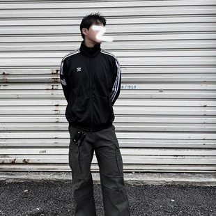 阿迪达斯三叶草春秋男女韩版外套复古三条纹立领莲花夹克 JL8396