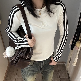阿迪达斯长袖女子户外运动休闲收腰修身运动服长袖T恤JW4643