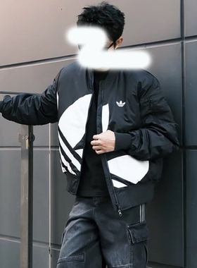 阿迪达斯三叶草男女大logo复古立领运动保暖棉衣夹克外套JL8380