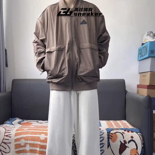 Adidas/阿迪达斯正品男士立领拉链复古宽松透气夹克外套IY1503