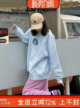 耐克NIKE女子JORDAN宽松针织加绒印花圆领套头卫衣FV4021-423