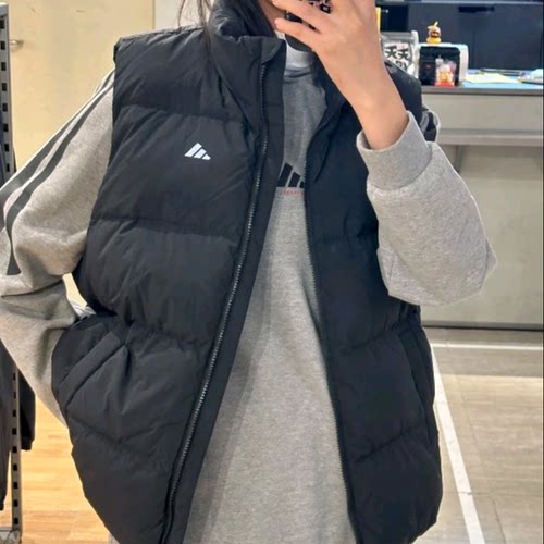 阿迪达斯男女同款背心冬季防风立领运动训练保暖羽绒服马甲JC6822