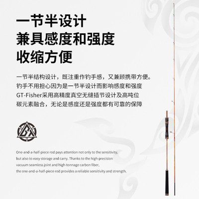 伊酷达GT霞光实心手工慢摇铁板竿1.92米近海船钓竿海钓刀鲅拉流竿