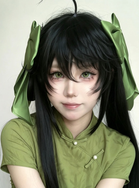 新中式复古绿色蝴蝶结发夹女