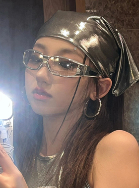 美式辣妹风银色包头头巾女高级感千禧风y2k高级感大方巾街头风潮