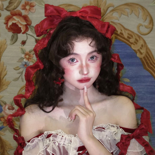 新年在逃公主红色蝴蝶结飘带顶夹甜美少女写真拍照发夹氛围感头饰