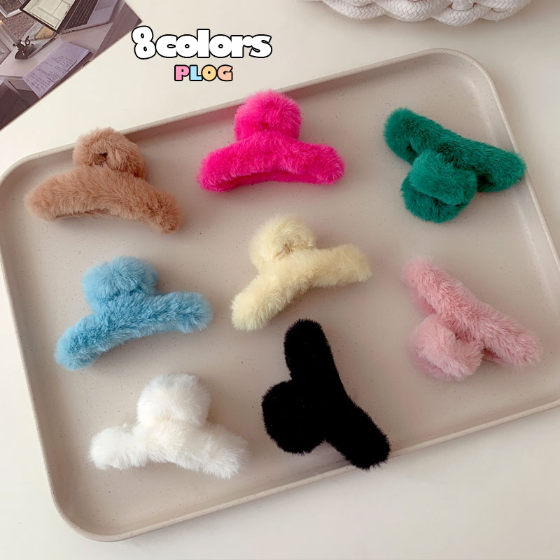 EN0515仿兔毛毛绒交叉小号抓夹