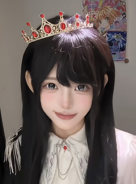 轻奢气质红色水钻皇冠头饰女