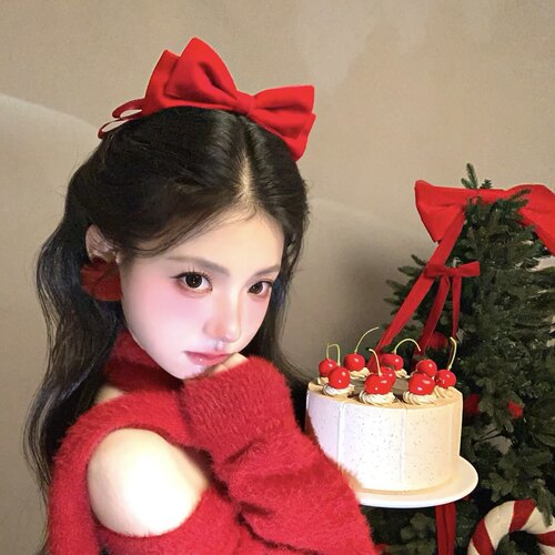 圣诞氛围感红色蝴蝶结发夹女新年甜美可爱顶夹高级感公主头发饰