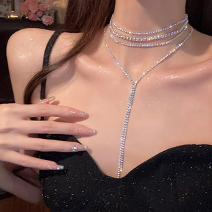 晚宴项链流苏多层叠戴胸链身体链性感颈链饰品轻奢小众礼服锁骨链