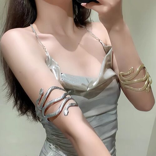 欧美暗黑风金属蛇形开口手镯女