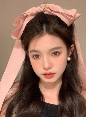 Jennie同款超大蝴蝶结发夹少女芭蕾风丝带弹簧夹头饰飘带边夹发饰