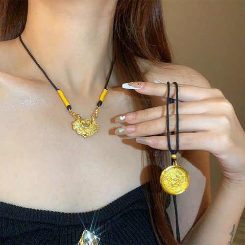 新中式古风平安无事牌吊坠项链女