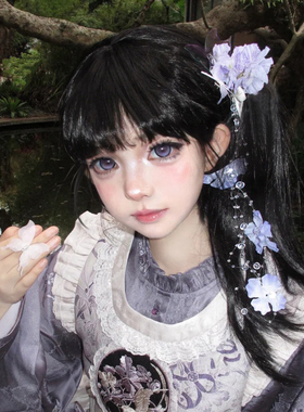 超仙紫色花朵流苏发夹女古风汉服氛围感侧边夹头花新中式旗袍发饰