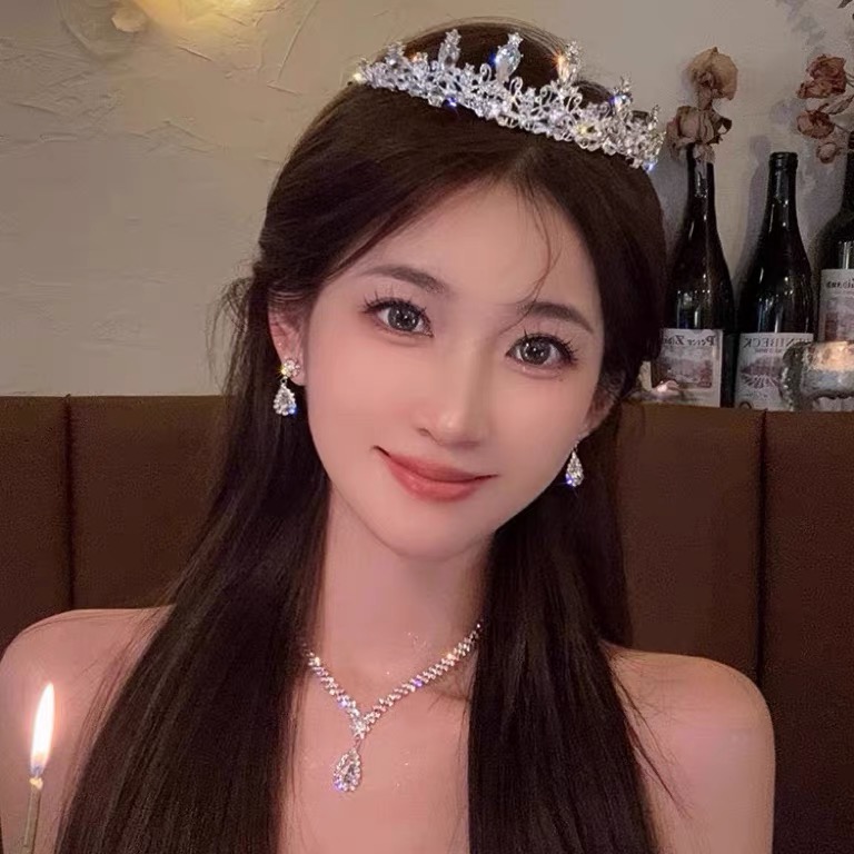 轻奢公主水钻皇冠女新娘婚纱发饰