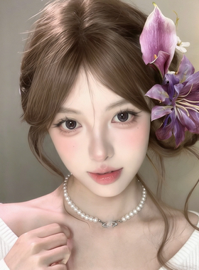纯欲风紫色百合花朵发夹女