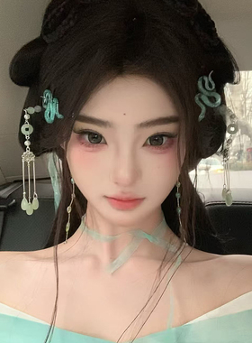 古风清冷感绿色平安扣发簪