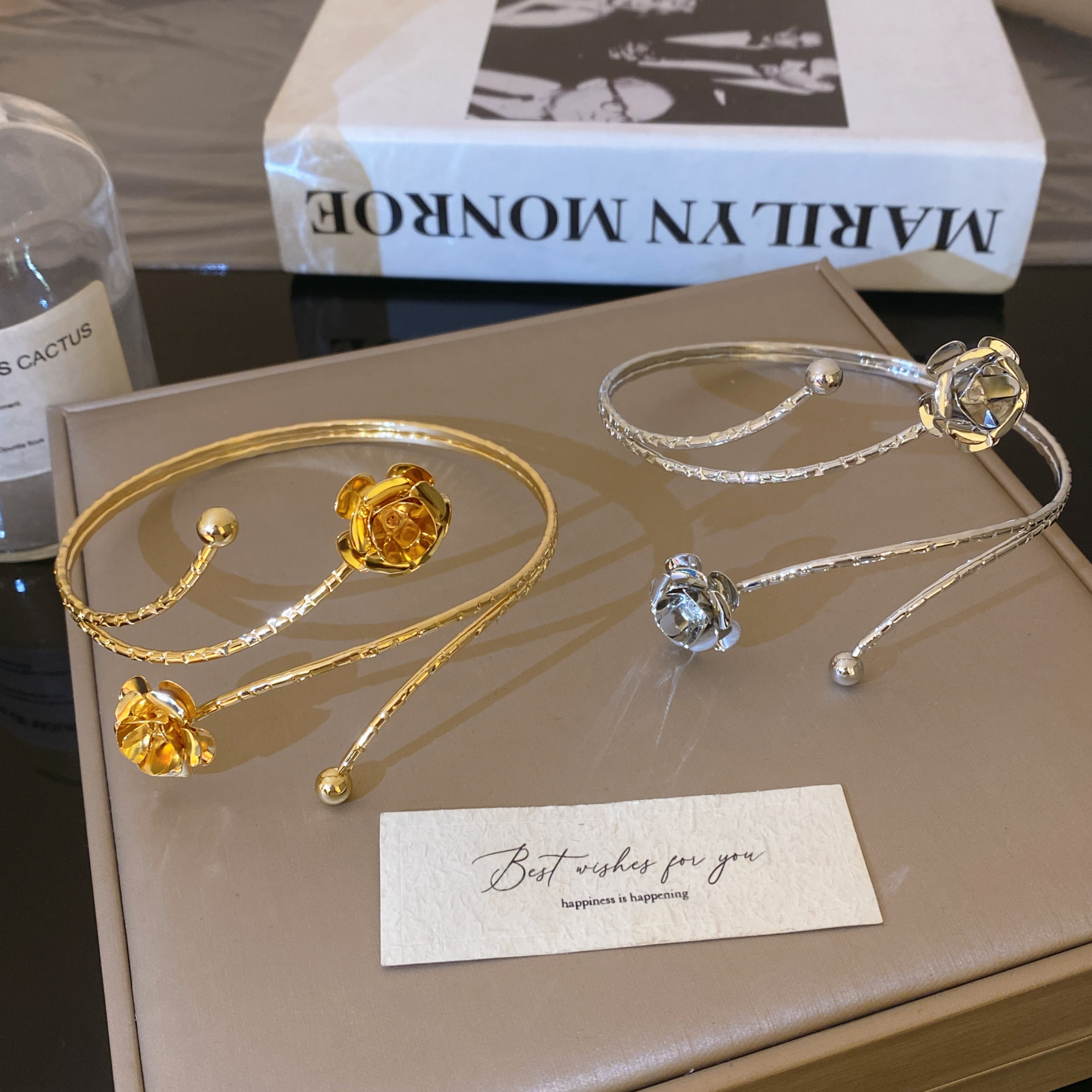 金属金色花朵臂环饰品女