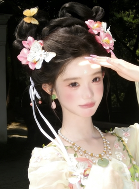 新中式古风汉服仿珍珠如意流苏项链百搭复古旗袍仿玉石吊坠软璎珞