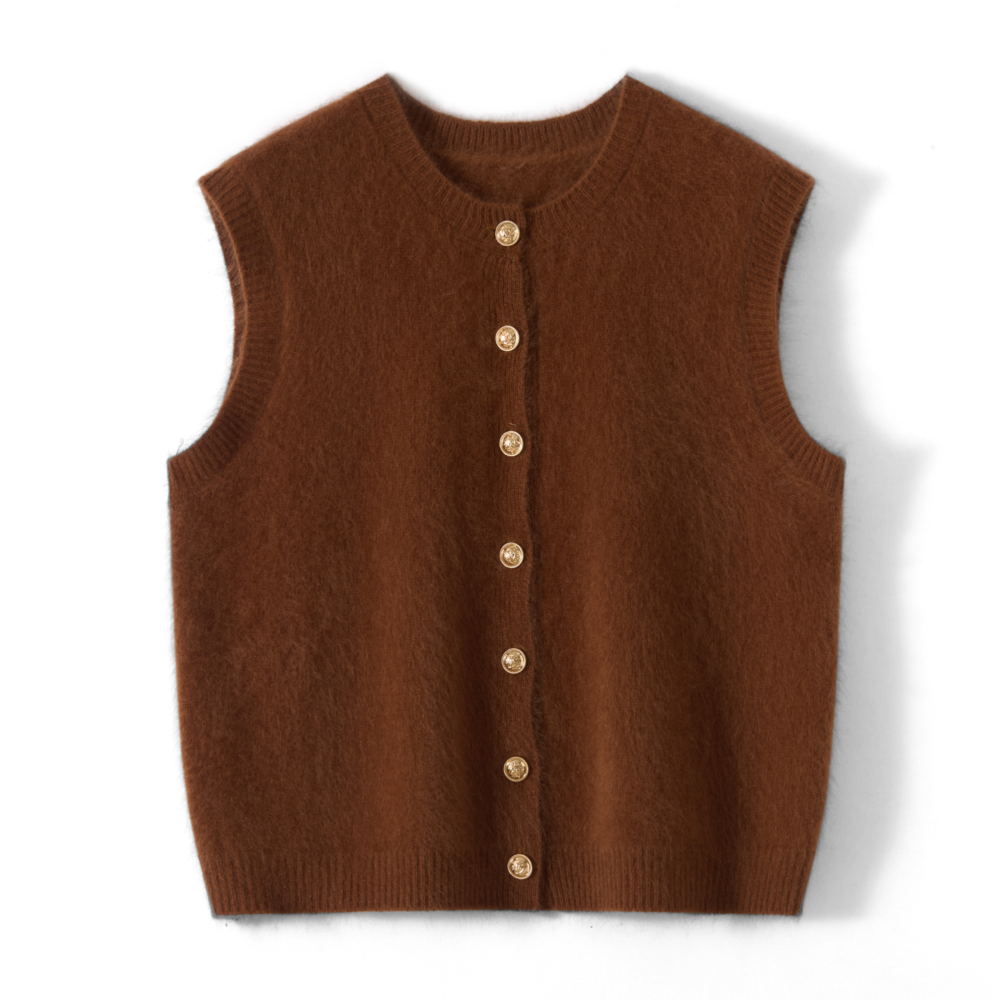 高级感拉毛山羊绒马甲开衫女