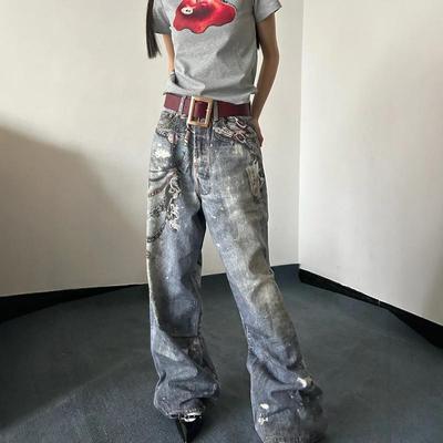 适中2024处棉新款长裤喷墨涂鸦