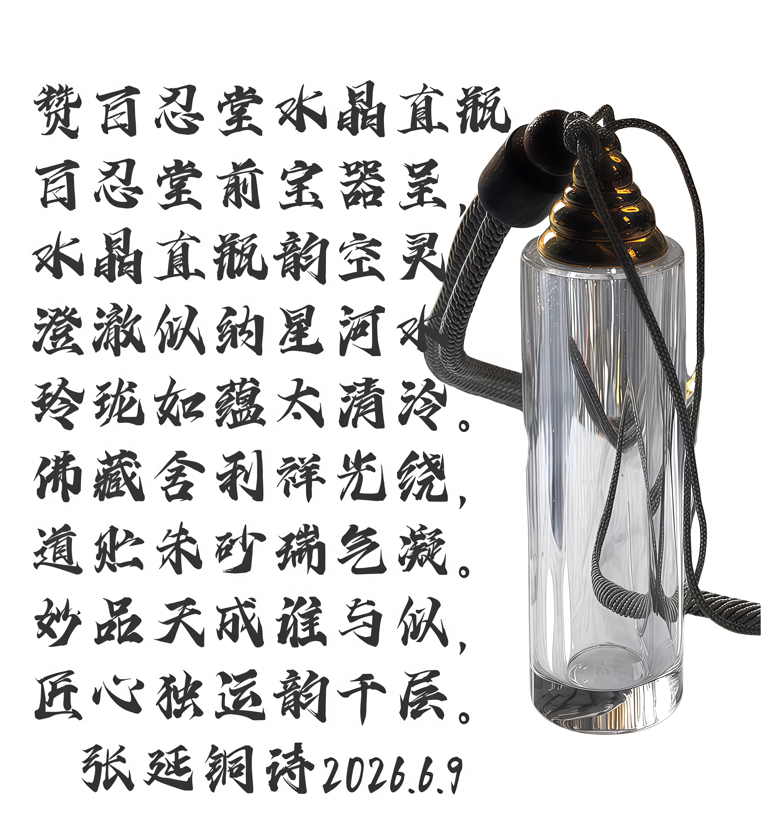 新款白水晶经文定制铜原创舍利瓶