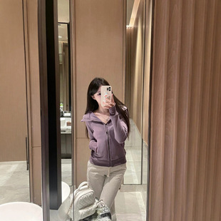 素媗lulu修身卫衣女款加绒显瘦简约连帽开衫外套女春秋款Lulu