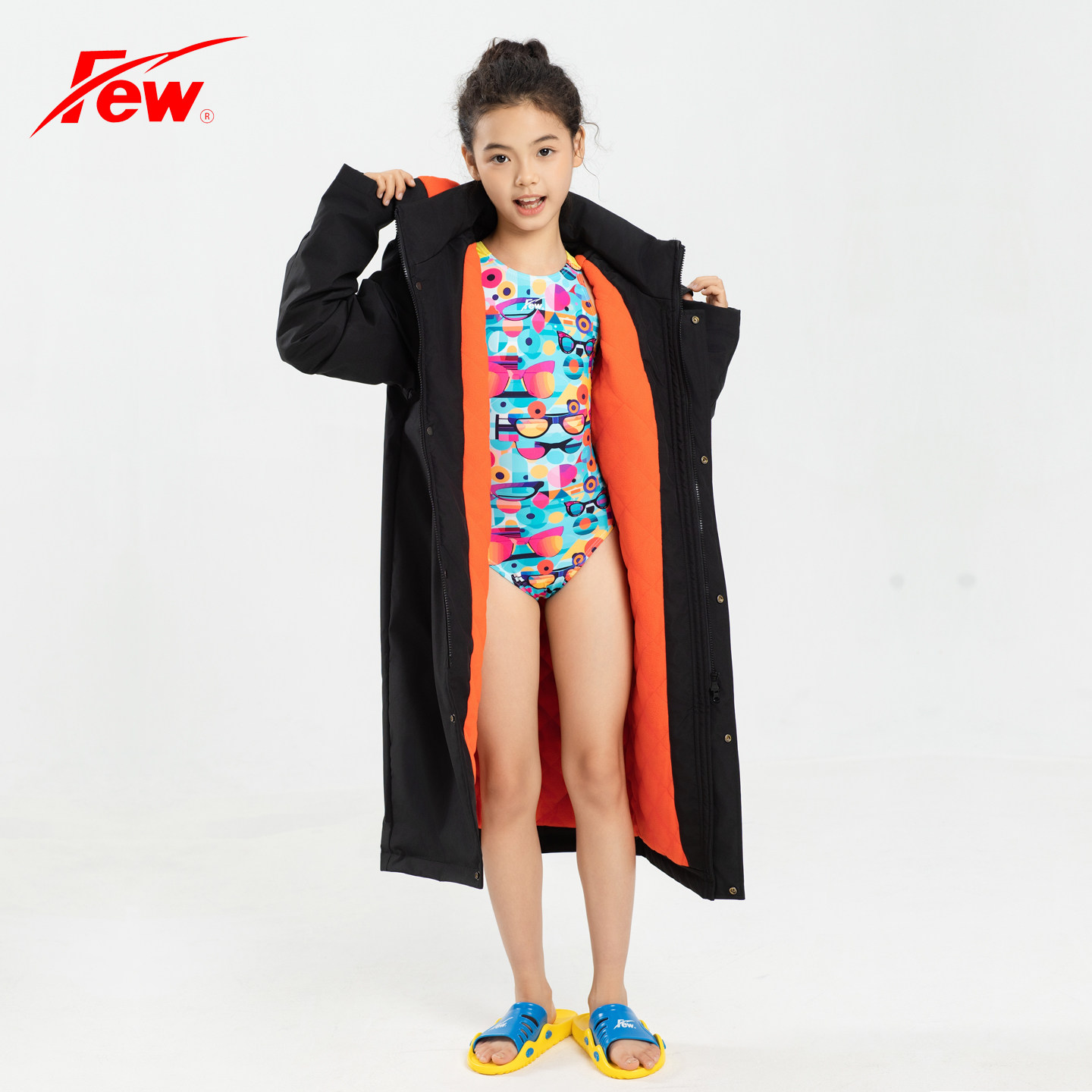 FEW飘新款棉服秋冬儿童男女青少年成人保暖长款加绒游泳棉大衣