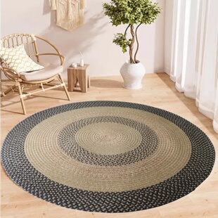 暖居地垫客厅编织丙纶大圆形地毯地垫，结实耐磨抗晒美观大方
