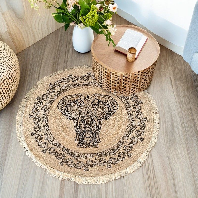 圆形流苏波西米亚风卧室床边毯酒店民宿装饰毯,居家布艺,床边毯,淘宝优惠券,粉丝福利购,淘宝优惠卷