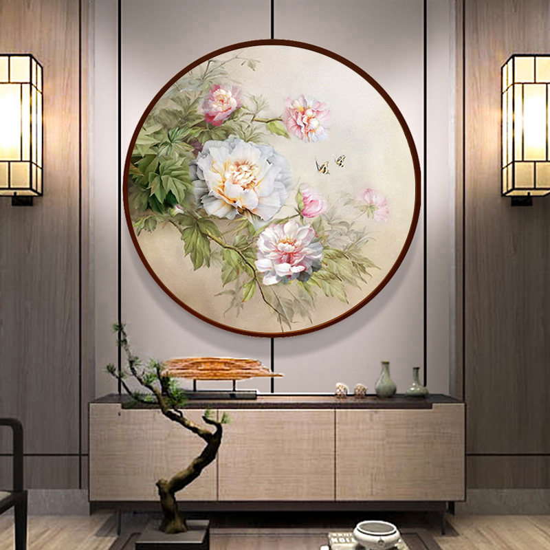 2023年新款钻石画现代中国式牡丹花开富贵吉祥简单圆形十字绣2024