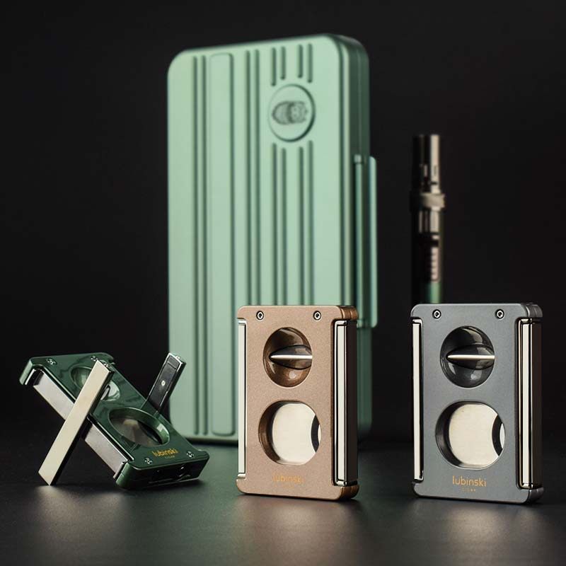鲁宾斯基四合一雪茄工具套装平切剪刀V口开孔器折叠烟托架便携图片
