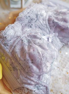 刺绣无痕BCDEF杯无钢圈调整型大胸显小五排扣文胸防下垂女士内衣