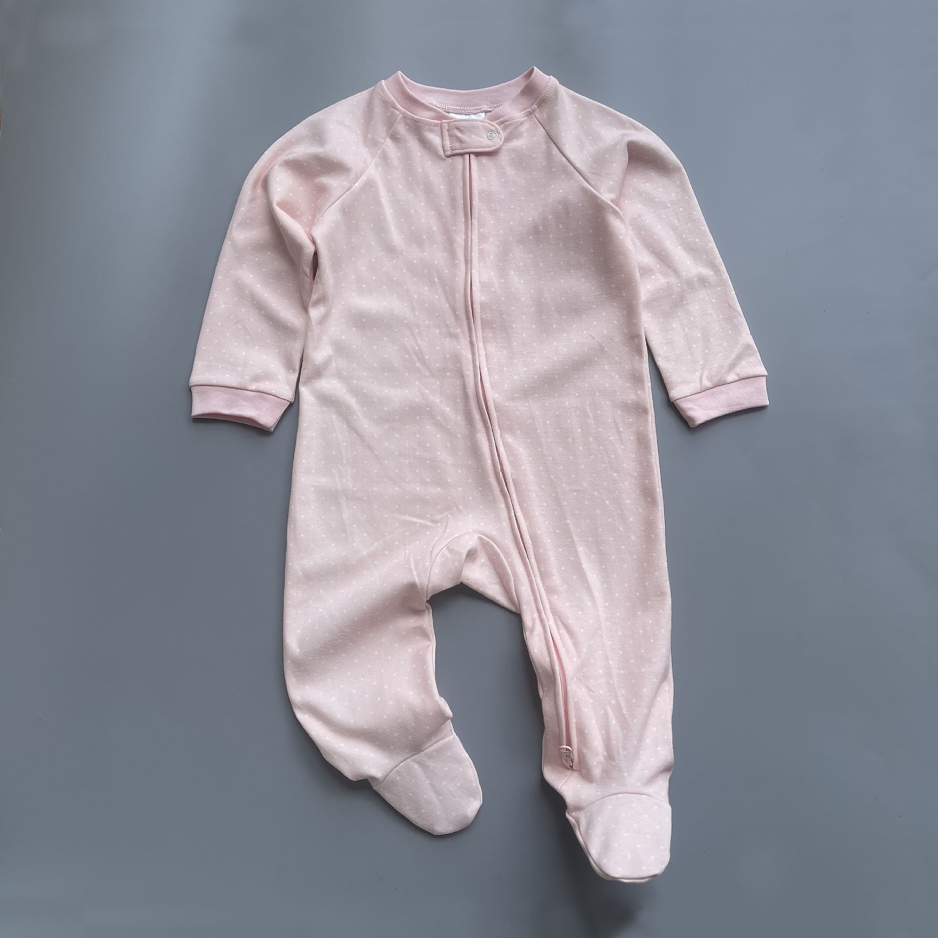 婴儿包脚连体衣春秋纯棉长袖新生儿衣服女宝宝拉链爬爬服哈衣