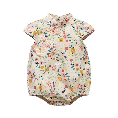 夏季婴儿满月汉服旗袍包屁衣